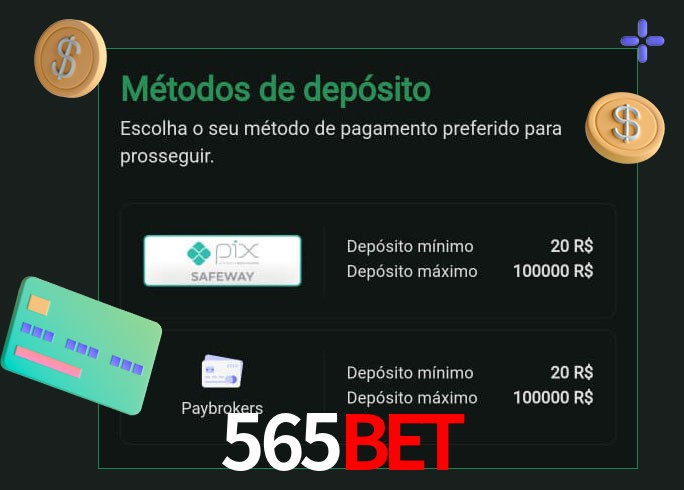 O cassino 565Bet oferece uma grande variedade de métodos de pagamento